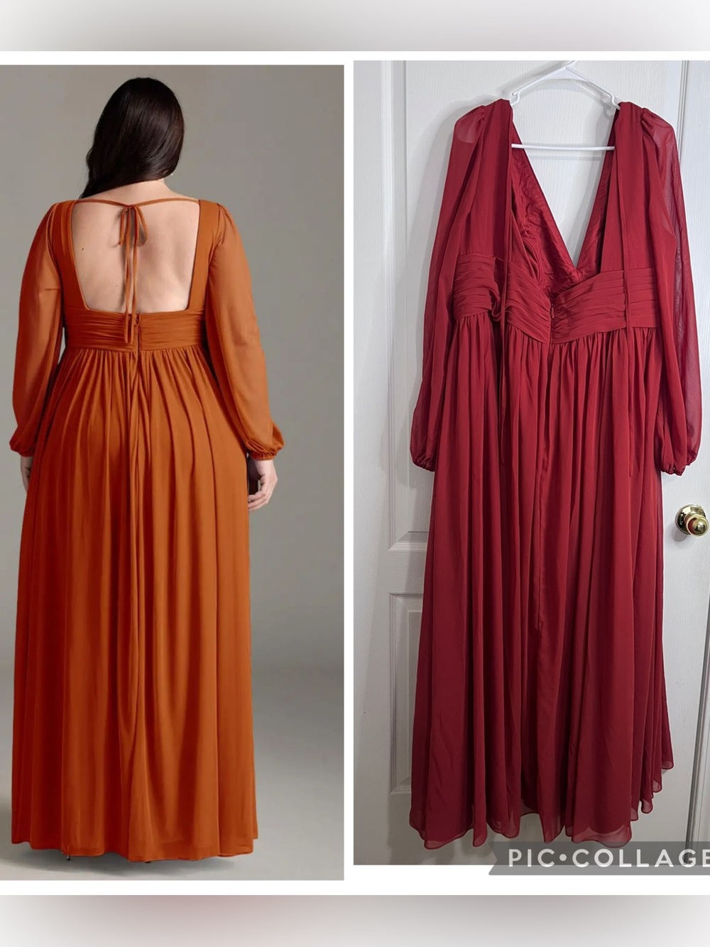 Azazie Paprika A-Line V-Neck Long Sleeve Chiffon
Dress size A24